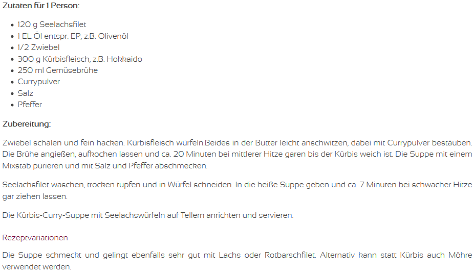 Rezept - Kürbis-Curry-Suppe mit Seelachs